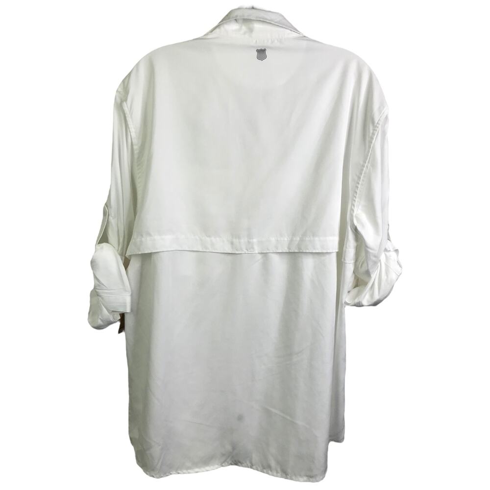 Field & Stream Mens White UPF 50 Fishing Shirt Long Roll Tab Sleeve MD NEW - Picture 3 of 12